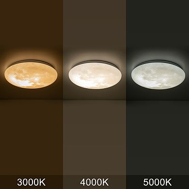 C Cattleya 15-Inch Dimmable Moon LED Flush Mount Ceiling Light