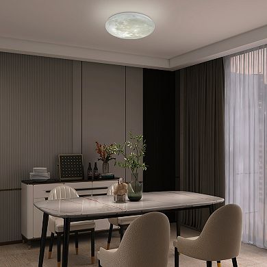 C Cattleya 15-Inch Dimmable Moon LED Flush Mount Ceiling Light