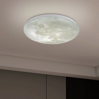 C Cattleya 15-Inch Dimmable Moon LED Flush Mount Ceiling Light