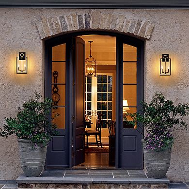 C Cattleya 2-Light Dark Bronze Finish Brass Outdoor Wall Lantern with E12 Base Socket