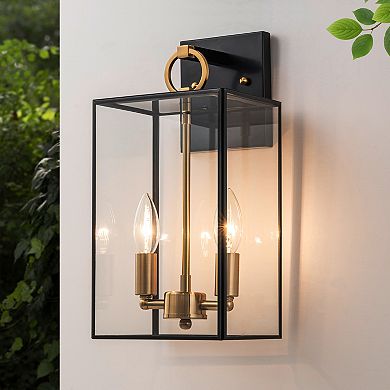 C Cattleya 2-Light Dark Bronze Finish Brass Outdoor Wall Lantern with E12 Base Socket