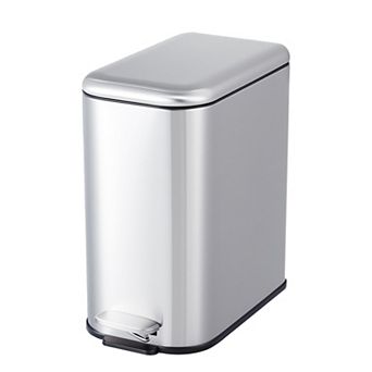Small Stainless Steel Step Trash Can with Lid and Removable Liner Bucket