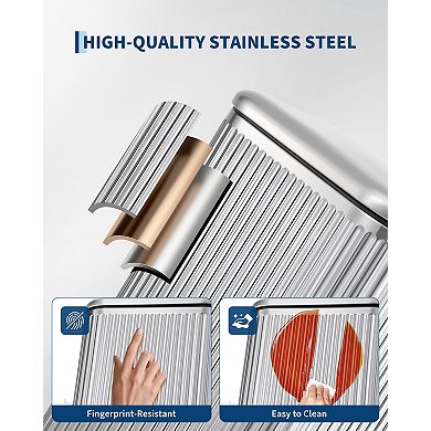 Stainless Steel Step Trash Can with Soft Close Lid Bathroom Garbage Can