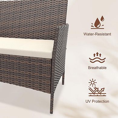 4-Piece Patio Furniture Set Outdoor Rattan Wicker Conversation Seating Group with Table