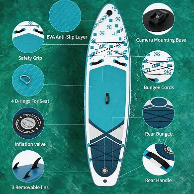 Bohemian Inflatable Stand Up Paddleboard, Blow Up SUP with Camera Mount and Paddle Holder