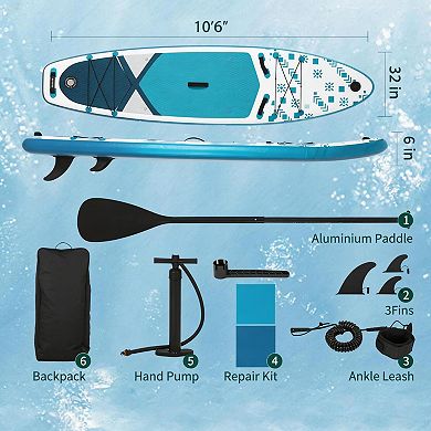 Bohemian Inflatable Stand Up Paddleboard, Blow Up SUP with Camera Mount and Paddle Holder