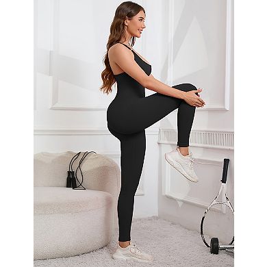Women's Yoga Jumpsuit Criss-Cross Back One Piece Sleeveless Bodysuit Jumpsuits