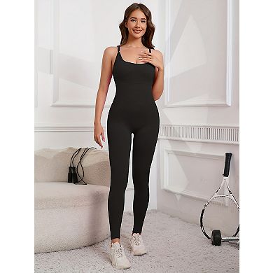 Women's Yoga Jumpsuit Criss-Cross Back One Piece Sleeveless Bodysuit Jumpsuits