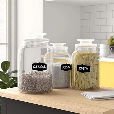 Glass Canister Set with Airtight Lids & Labels, Food Storage Jars