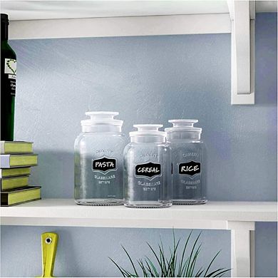 Glass Canister Set with Airtight Lids & Labels, Food Storage Jars