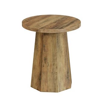 Aoolive Wooden Accent Table with Octagonal Conical Base, Small End Table, Decorative Side Table