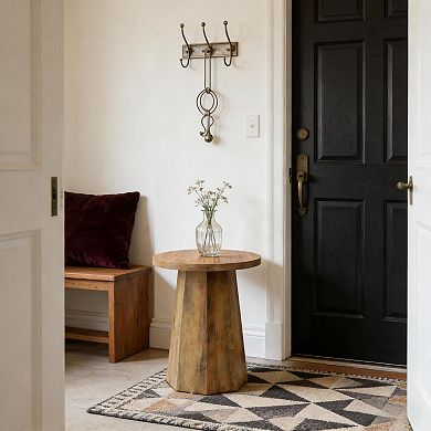 Aoolive Wooden Accent Table with Octagonal Conical Base, Small End Table, Decorative Side Table