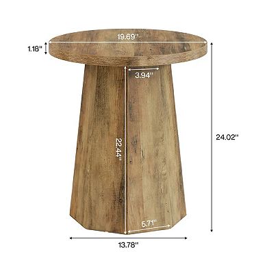Aoolive Wooden Accent Table with Octagonal Conical Base, Small End Table, Decorative Side Table