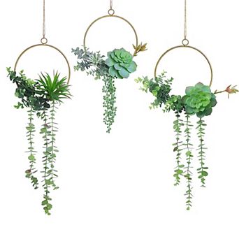 Geometric Succulent Wreath Hanging Wall Art