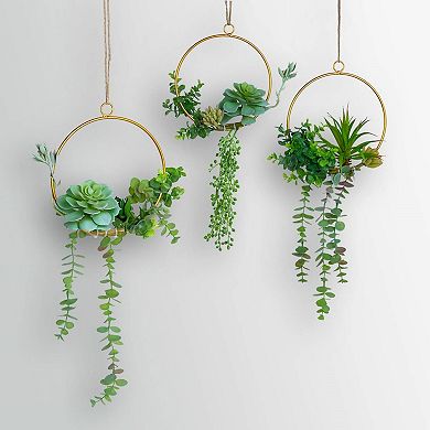 Geometric Succulent Wreath Hanging Wall Art