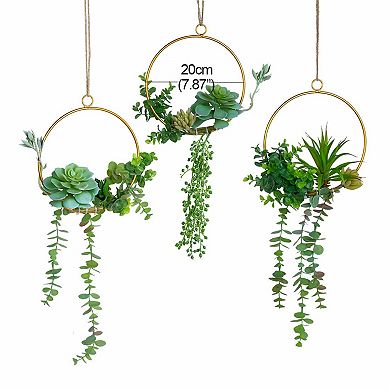 Geometric Succulent Wreath Hanging Wall Art