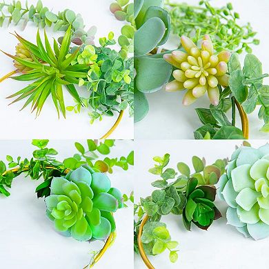 Geometric Succulent Wreath Hanging Wall Art