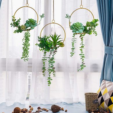 Geometric Succulent Wreath Hanging Wall Art