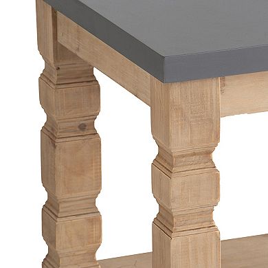 Aoolive Two-Tone Square Accent Table, Two-Tier Open Storage Side Table with Carved Legs