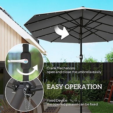 Aoolive 14.4 FT Extra Large Modern Outdoor Umbrella, Parasol with Crank & Solar Powered Lights