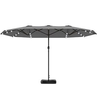 Aoolive 14.4 FT Extra Large Modern Outdoor Umbrella, Parasol with Crank & Solar Powered Lights