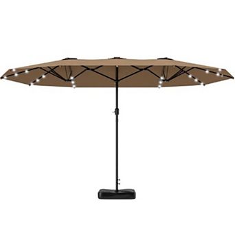 Aoolive 14.4 FT Extra Large Modern Outdoor Umbrella, Parasol with Crank & Solar Powered Lights