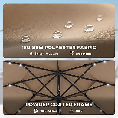 Aoolive 3-Tier Designed Outdoor Umbrella, Patio Sunshade with Solar Powered LED Beads