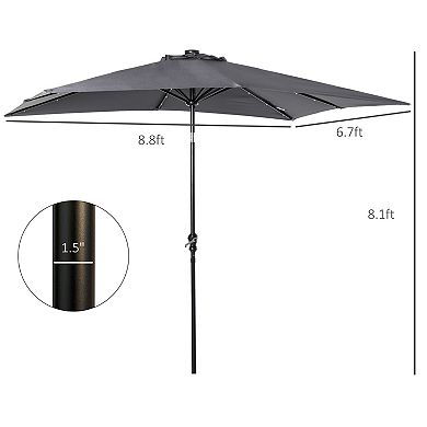 Aoolive 8.8FT Outdoor Umbrella with Hand Crank, Sun-Shading Umbrella with Solar Light