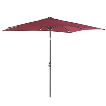 Aoolive 8.8FT Outdoor Umbrella with Hand Crank, Sun-Shading Umbrella with Solar Light