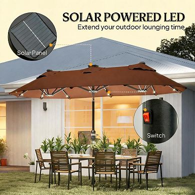Aoolive Outdoor 9.8 FT Decagon Large Umbrella with Crank, Patio Sunshade with Sandbag Base