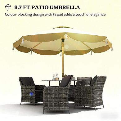 Aoolive 8.7 FT Outdoor 2-Tier Vented Umbrella, 2-Section Design Patio Sunshade with No Base