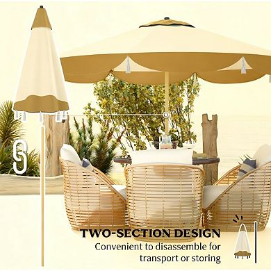 Aoolive 8.7 FT Outdoor 2-Tier Vented Umbrella, 2-Section Design Patio Sunshade with No Base