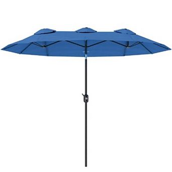 Aoolive 9.4FT Extra Large Outdoor Umbrella with Hand Crank, Tiltable Canopy with 12 Ribs