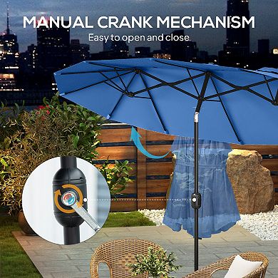 Aoolive 9.4FT Extra Large Outdoor Umbrella with Hand Crank, Tiltable Canopy with 12 Ribs