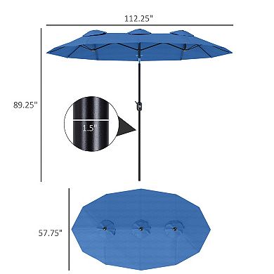Aoolive 9.4FT Extra Large Outdoor Umbrella with Hand Crank, Tiltable Canopy with 12 Ribs