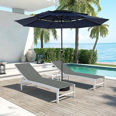 Aoolive 10FT Auto-Tilt Outdoor Umbrella, 3-Tier Vented Sunshade with Hand Crank