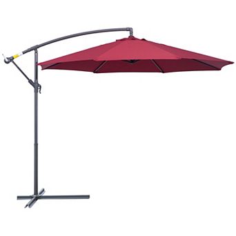Aoolive 9.7FT Extra Large Umbrella with Cross Base, Patio Cantilever Parasol with Hand Crank