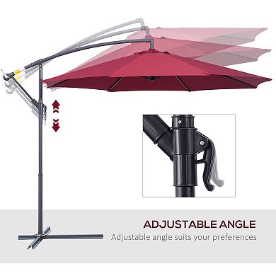 Aoolive 9.7FT Extra Large Umbrella with Cross Base, Patio Cantilever Parasol with Hand Crank