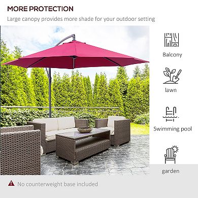 Aoolive 9.7FT Extra Large Umbrella with Cross Base, Patio Cantilever Parasol with Hand Crank