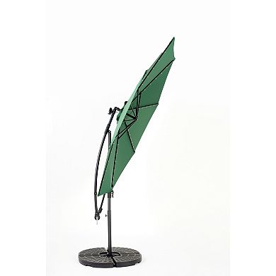 Aoolive 10ft Solar LED Offset Hanging Market Umbrella, Outdoor Patio Parasol with No Base