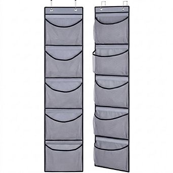 Over Door Hanging Organizer with 5 Pockets for Closet Storage set of 2