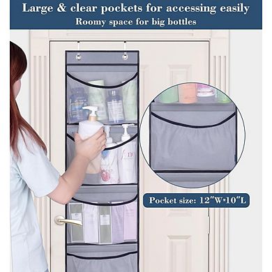Over Door Hanging Organizer with 5 Pockets for Closet Storage set of 2