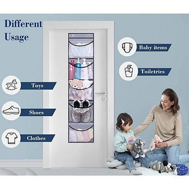 Over Door Hanging Organizer with 5 Pockets for Closet Storage set of 2