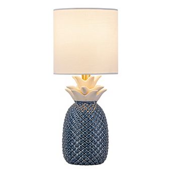 C Cattleya 16.25-Inch Pineapple Ceramic Table Lamp with Linen Shade,Novelty Desk Lamp for Nightstand