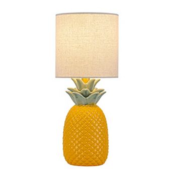 C Cattleya 16.25-Inch Pineapple Ceramic Table Lamp with Linen Shade,Novelty Desk Lamp for Nightstand