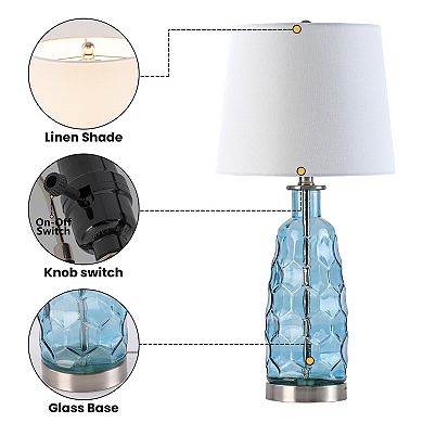 C Cattleya 23.5-Inch Morden Glass Table Lamp with Textured Base and Linen Shade