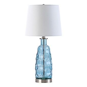 C Cattleya 23.5-Inch Morden Glass Table Lamp with Textured Base and Linen Shade