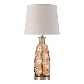 C Cattleya 23.5-Inch Morden Glass Table Lamp with Textured Base and Linen Shade