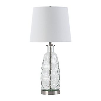 C Cattleya 23.5-Inch Morden Glass Table Lamp with Textured Base and Linen Shade