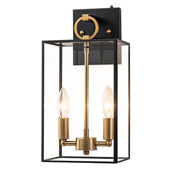 C Cattleya 14.5-Inch Dusk to Dawn Dark Bronze Finish Brass Outdoor Wall Lantern
